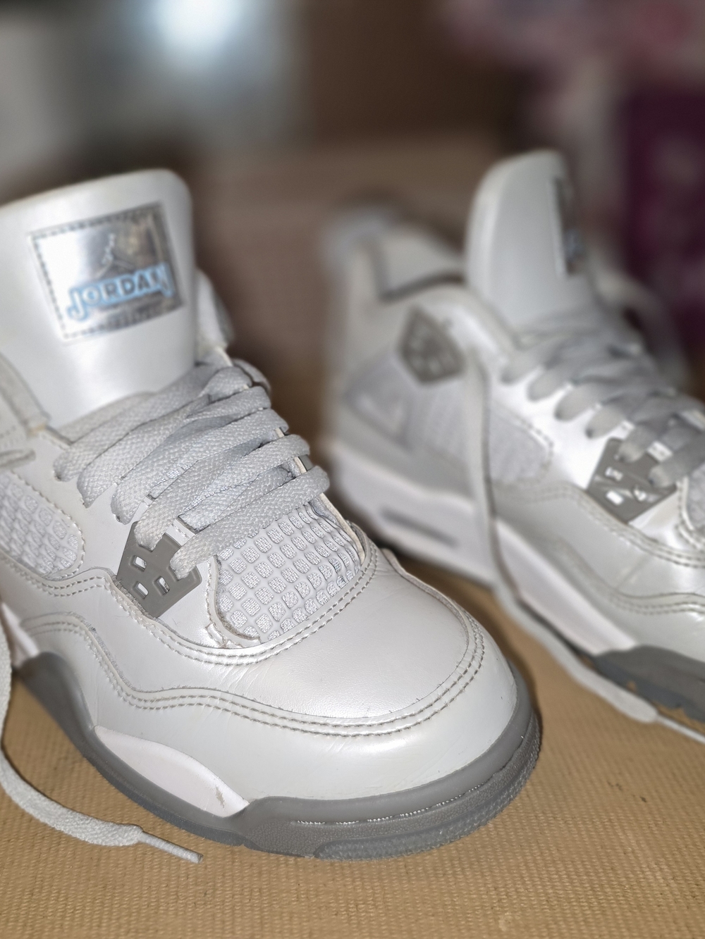 Jordan Kids White and Silver Retro Sneakers
